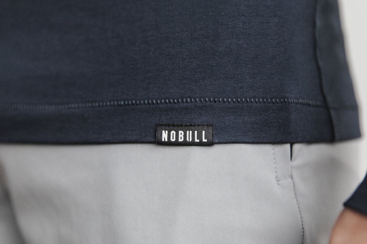 Nobull Lightweight Henley Men's Long Sleeves Navy | Australia (HL4567)